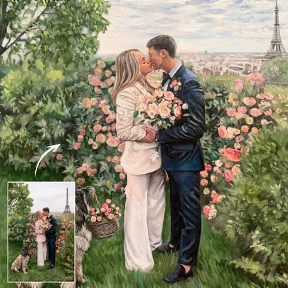 Personalized Anniversary Oil Painting on Canvas