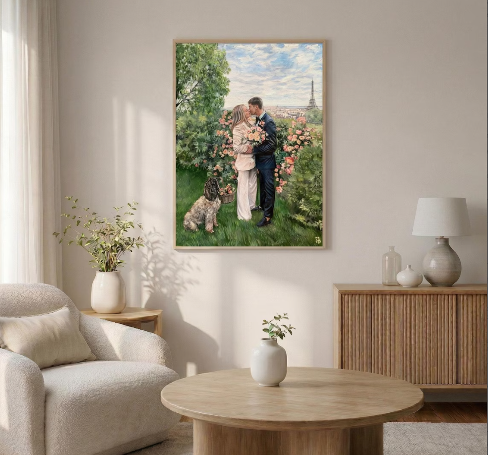 Personalized Anniversary Oil Painting on Canvas